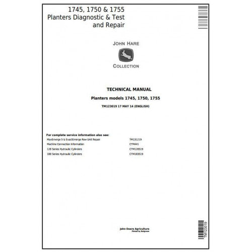 TM123019 John Deere 1745, 1750, 1755 Planters Pdf Technical Service Manual
