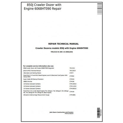 TM12323 John Deere 850J Crawler Dozer Pdf Repair Service Technical Manual