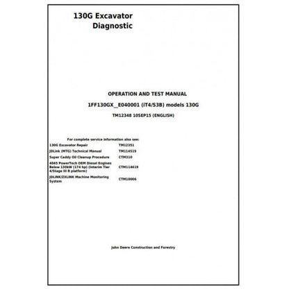TM12348 John Deere 130G Excavator Pdf Diagnosis and Tests Service Manual