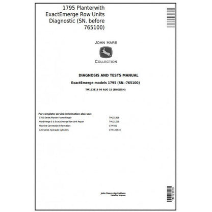 TM123819 John Deere 1795 Planter Row Units Pdf Diagnosis and Tests Service Manual