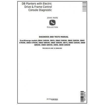 TM123919 John Deere DB Series Planters W. Electric Drive & Frame Control Console Pdf Diagnosis and Tests Service Manual