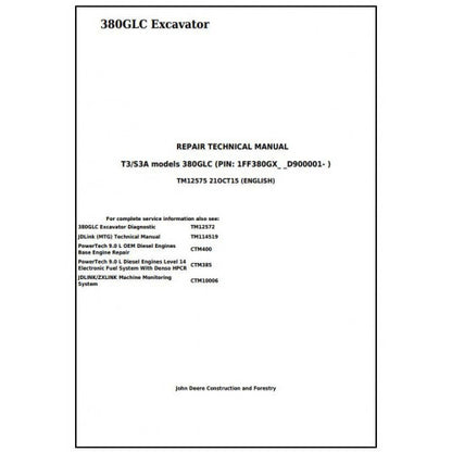 TM12575 John Deere 380GLC (T3/S3A) Excavator Pdf Repair Service Technical Manual