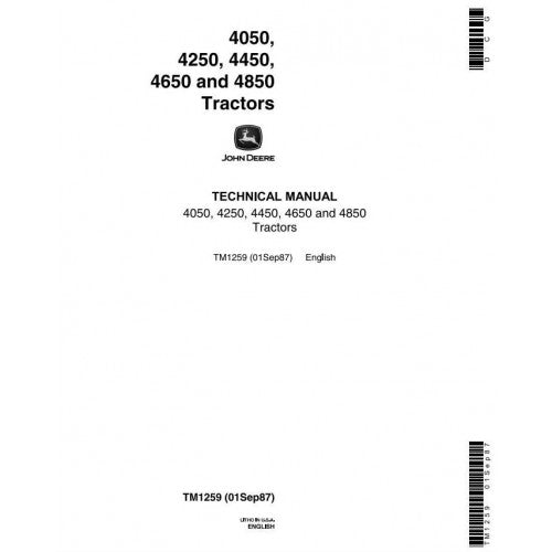 TM1259 John Deere 4050, 4250, 4450, 4650, 4850 Tractor Pdf Technical Service Manual