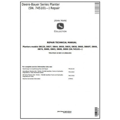 TM127819 John Deere Deere/Bauer DB Series Planters Pdf Technical Service Manual