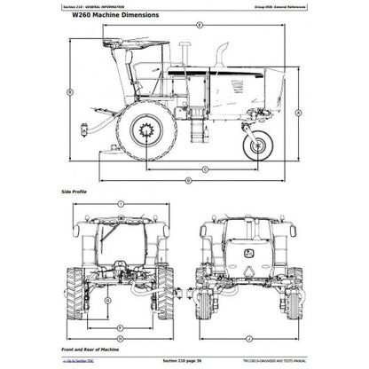 TM129619 John Deere W235, W260 Rotary Self-Propelled Hay & Forage Windrower Pdf Diagnostic Technical Manual