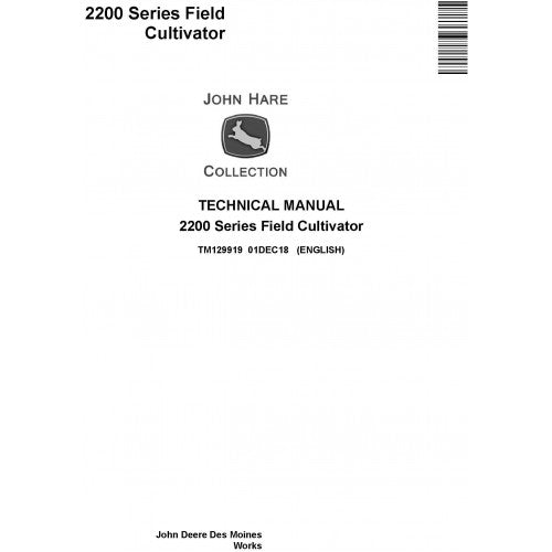 TM129919 John Deere 2200 Series Field Cultivator Pdf Technical Service Manual
