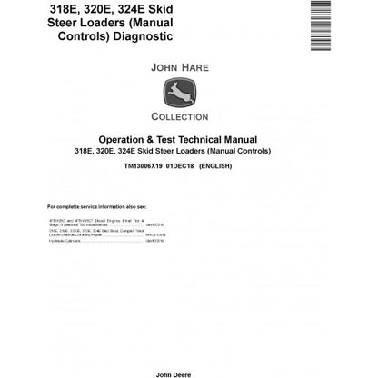 TM13006X19 John Deere 318E, 320E, 324E Skid Steer Loaders Pdf Diagnostic, Operation and Test Service Manual