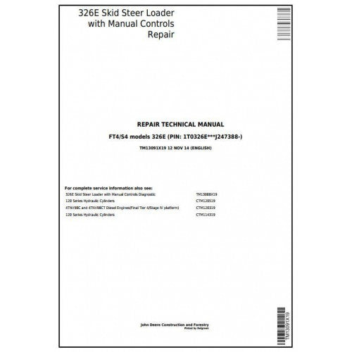 TM13091X19 John Deere 326E Skid Steer Loader Pdf Repair Service Technical Manual