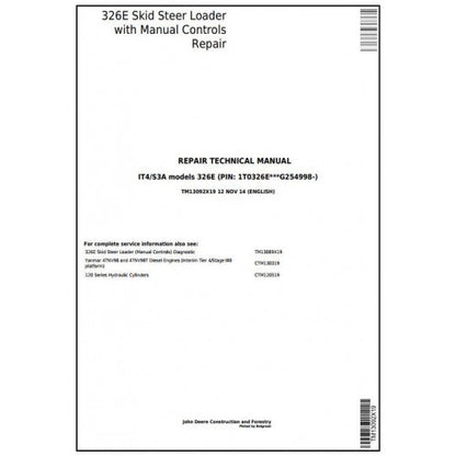 TM13092X19 John Deere 326E Skid Steer Loader Pdf Repair Service Technical Manual