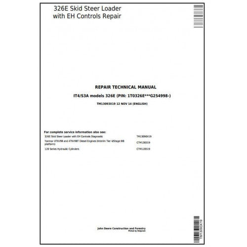 TM13093X19 John Deere 326E Skid Steer Loader Pdf Repair Service Technical Manual