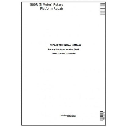 TM133719 John Deere 500R Hay and Forage Rotary Platform Pdf Technical Service Manual