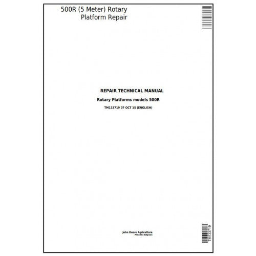 TM133719 John Deere 500R Hay and Forage Rotary Platform Pdf Technical Service Manual