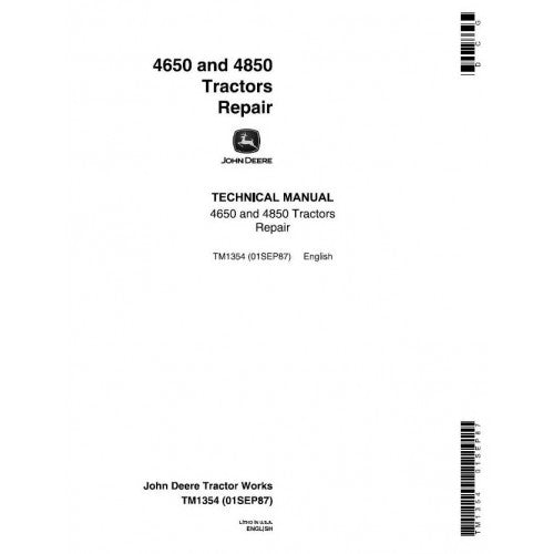 TM1354 John Deere 4650, 4850 Tractor Pdf Technical Service Manual