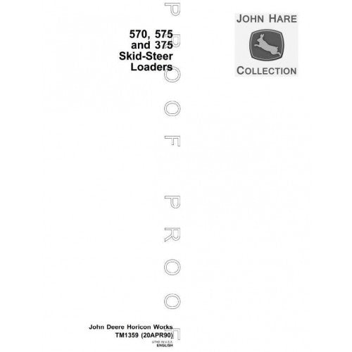 TM1359 John Deere 375, 570, 575 Skid Steer Loader Pdf Repair Service Technical Manual