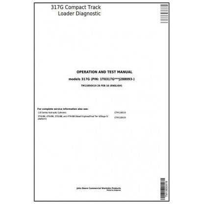 TM13850X19 John Deere 317G Compact Track Loader Pdf Diagnostic, Operation and Test Service Manual