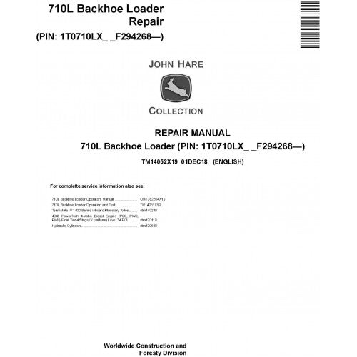 TM14052X19 John Deere 710L Backhoe Loader Pdf Repair Service Technical Manual