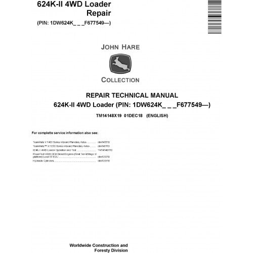 TM14148X19 John Deere 624K-II 4WD Loader Pdf Repair Service Technical Manual