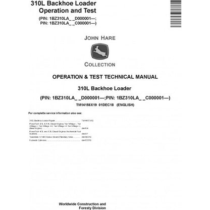 TM14156X19 John Deere 310L Backhoe Loader Pdf Diagnostic, Operation and Test Service Manual