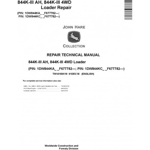 TM14159X19 John Deere 844K-III 4WD Loader Pdf Repair Service Technical Manual
