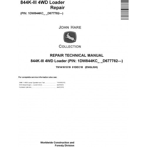 TM14161X19 John Deere 844K-III 4WD Loader Pdf Repair Service Technical Manual