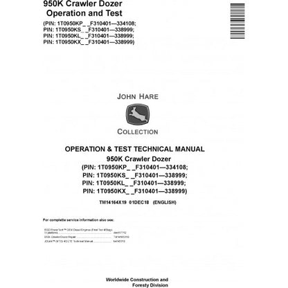 TM14164X19 John Deere 950K Crawler Dozer Pdf Operation & Test Technical Manual