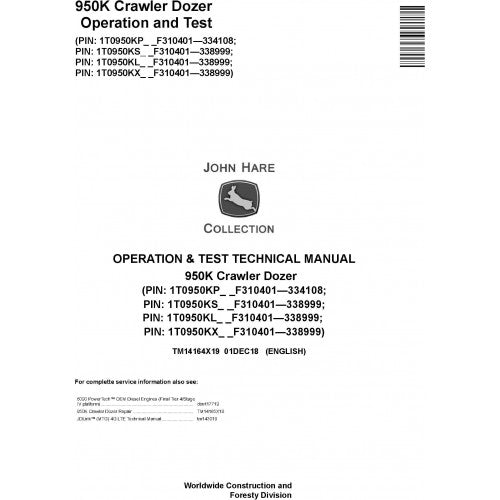 TM14164X19 John Deere 950K Crawler Dozer Pdf Operation & Test Technical Manual