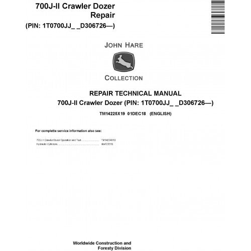 TM14225X19 John Deere 700J-II Crawler Dozer Pdf Repair Service Technical Manual