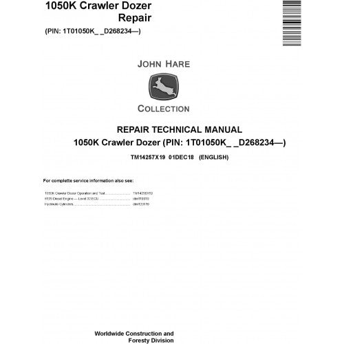 TM14257X19 John Deere 1050K Crawler Dozer Pdf Repair Service Technical Manual