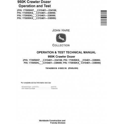 TM14258X19 John Deere 950K Crawler Dozer Pdf Operation and Test Technical Manual