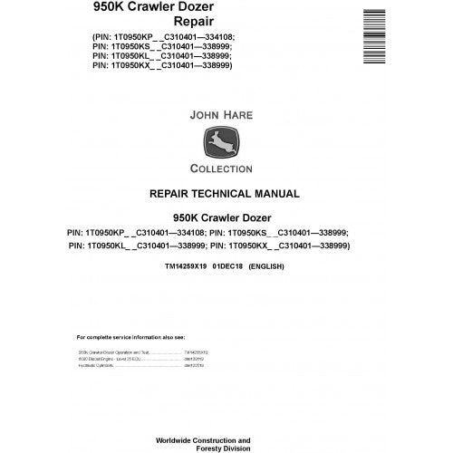 TM14259X19 John Deere 950K Crawler Dozer Pdf Repair Service Technical Manual