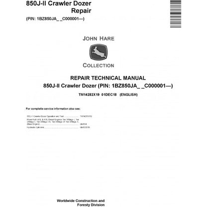 TM14282X19 John Deere 850J II Crawler Dozer Pdf Repair Service Technical Manual
