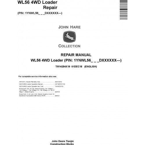 TM14284X19 John Deere WL56 4WD Loader Pdf Repair Service Technical Manual