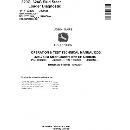 TM14290X19 John Deere 320G, 324G Skid Steer Loader Pdf Operation & Test Technical Manual