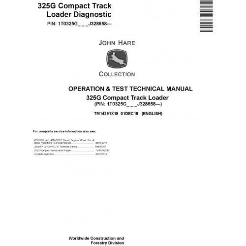 TM14291X19 John Deere 325G Compact Track Loader Pdf Diagnostic, Operation and Test Service Manual