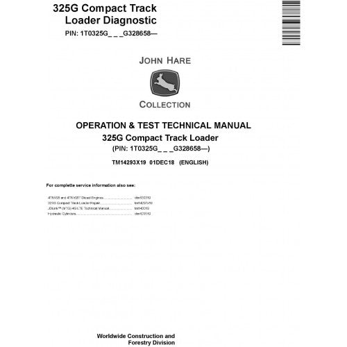 TM14293X19 John Deere 325G Compact Track Loader Pdf Operation & Test Technical Manual