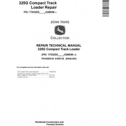 TM14295X19 John Deere 325G Compact Track Loader Pdf Repair Service Technical Manual