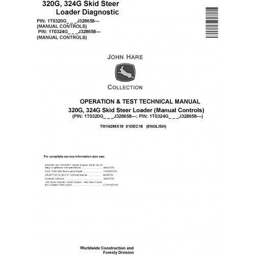 TM14299X19 John Deere 320G, 324G Skid Steer Loader Pdf Operation & Test Service Manual