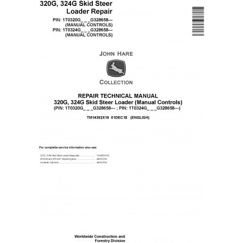 TM14302X19 John Deere 320G, 324G Skid Steer Loader Pdf Repair Service Technical Manual