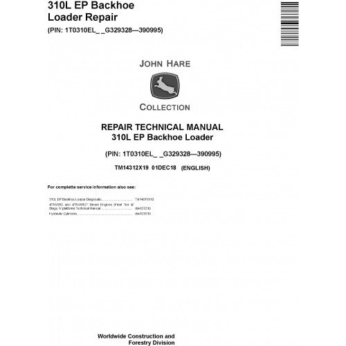 TM14312X19 John Deere 310L EP Backhoe Loader Pdf Repair Service Technical Manual
