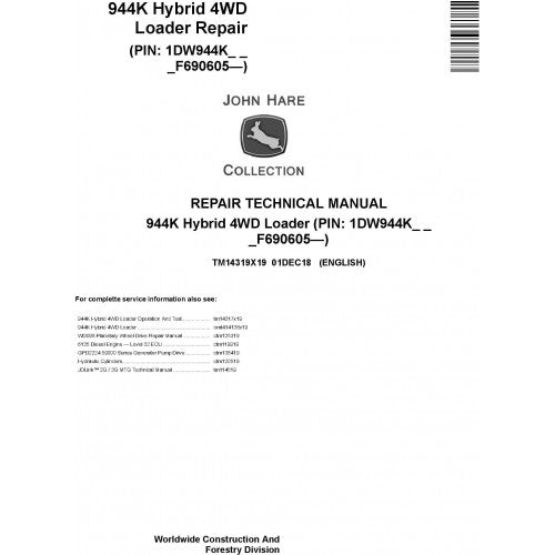 TM14319X19 John Deere 944K Hybrid 4WD Loader Pdf Repair Service Technical Manual