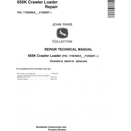 TM14325X19 John Deere 655K Crawler Loader Pdf Repair Service Technical Manual