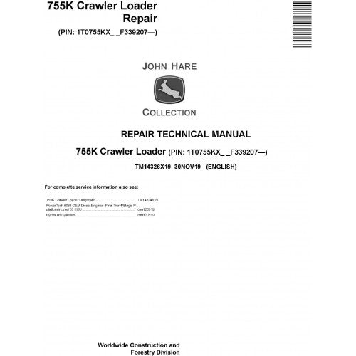 TM14326X19 John Deere 755K Crawler Loader Pdf Repair Service Technical Manual