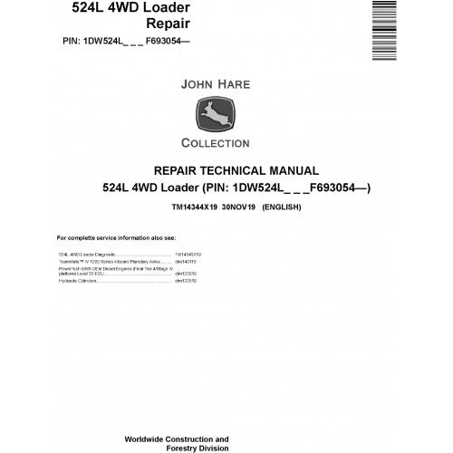 TM14344X19 John Deere 524L 4WD Loader Pdf Repair Service Technical Manual