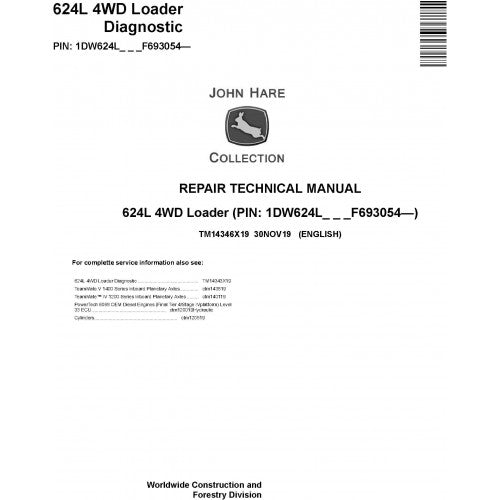 TM14346X19 John Deere 624L 4WD Loader Pdf Repair Service Technical Manual