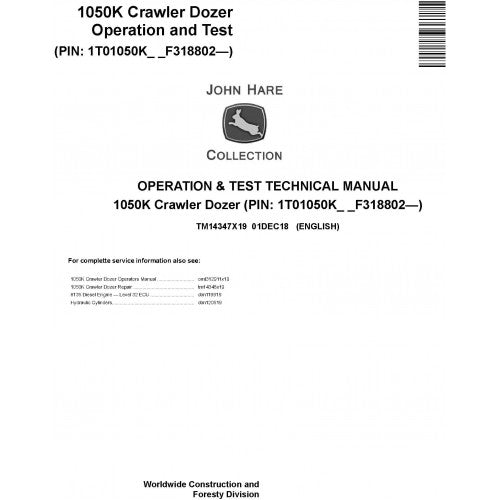 TM14347X19 John Deere 1050K Crawler Dozer Pdf Operation and Test Technical Manual