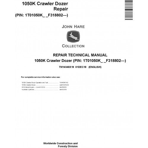 TM14348X19 John Deere 1050K Crawler Dozer Pdf Repair Service Technical Manual