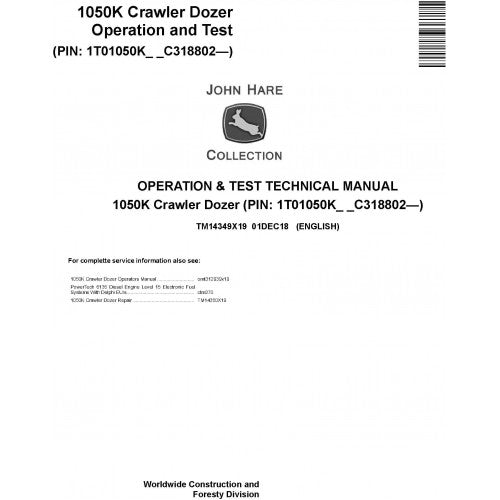 TM14349X19 John Deere 1050K Crawler Dozer Pdf Operation and Test Technical Manual