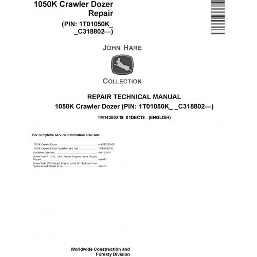 TM14350X19 John Deere 1050K Crawler Dozer Pdf Repair Service Technical Manual