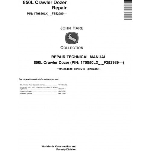 TM14354X19 John Deere 850L Crawler Dozer Pdf Repair Service Technical Manual
