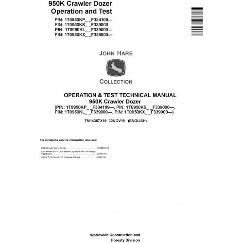 TM14357X19 John Deere 950K Crawler Dozer Pdf Operation and Test Technical Manual